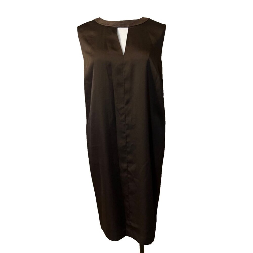 Ralph Lauren Dress 18W 18 W Brown Silky Suede Trim Sheath Career Party NWT - Picture 3 of 11
